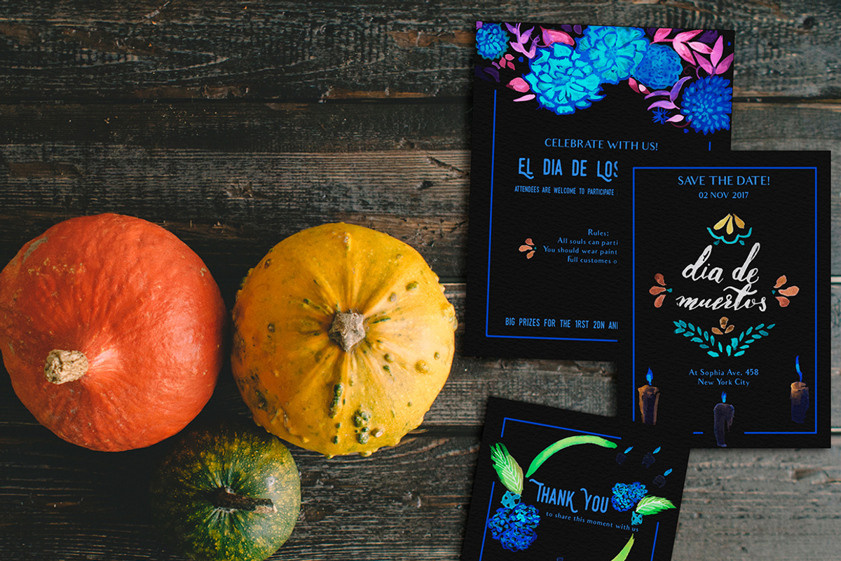 Mexican day of the dead ornaments, an Invitation Template by Perla_Fierro (Photo 3 of 7)