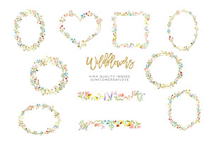 Frame Watercolor Wildflowers Clipart