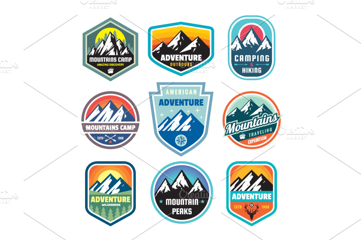 45 Badges & Logos Mountains Camping, a Branding & Logo Template by serkorkin (Photo 4 of 6)