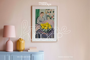 Retro Pink Interior Frame Mockup