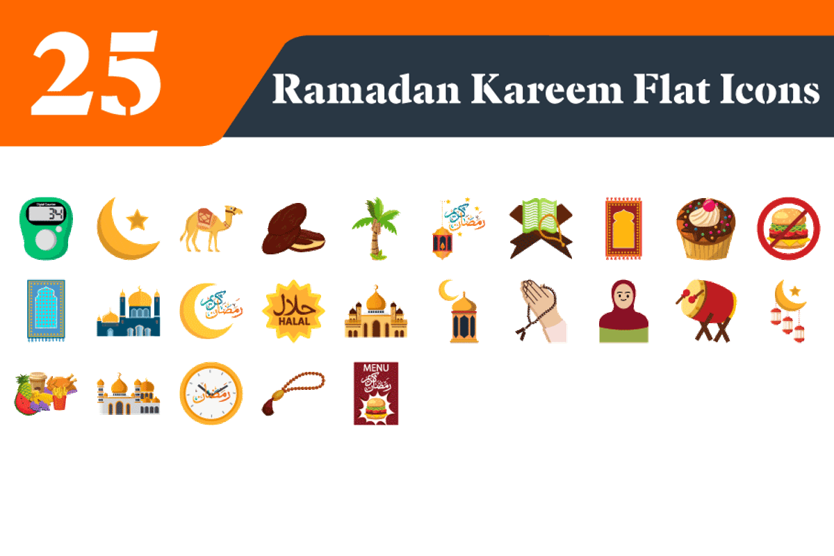 Ramadan Kareem Flat Icons Bundle, a Duotone Icon by EllaMaiyaali (Photo 1 of 3)