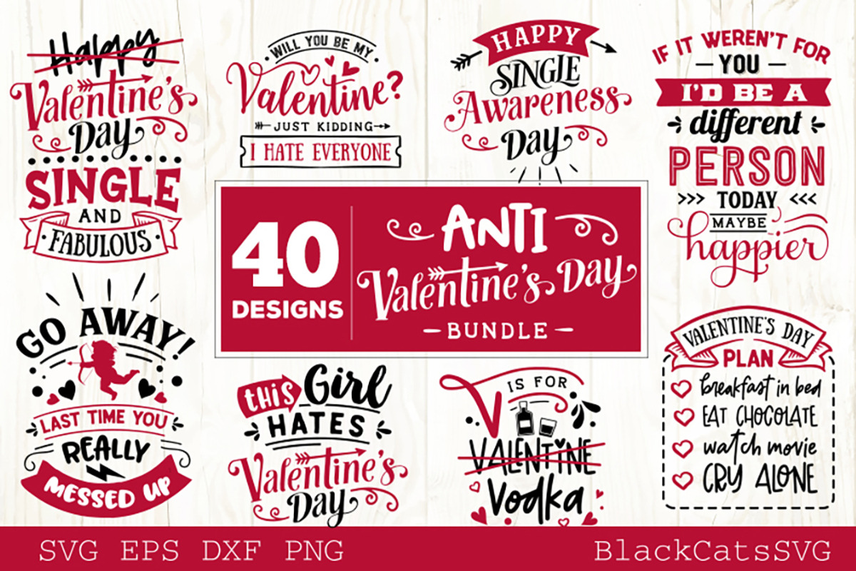 Anti Valentines Day SVG bundle, an Illustration by BlackCatsMedia (Photo 5 of 5)