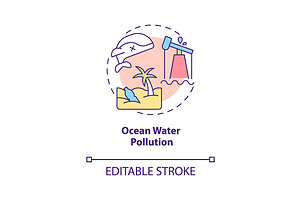 Ocean Water Pollution Concept Icon