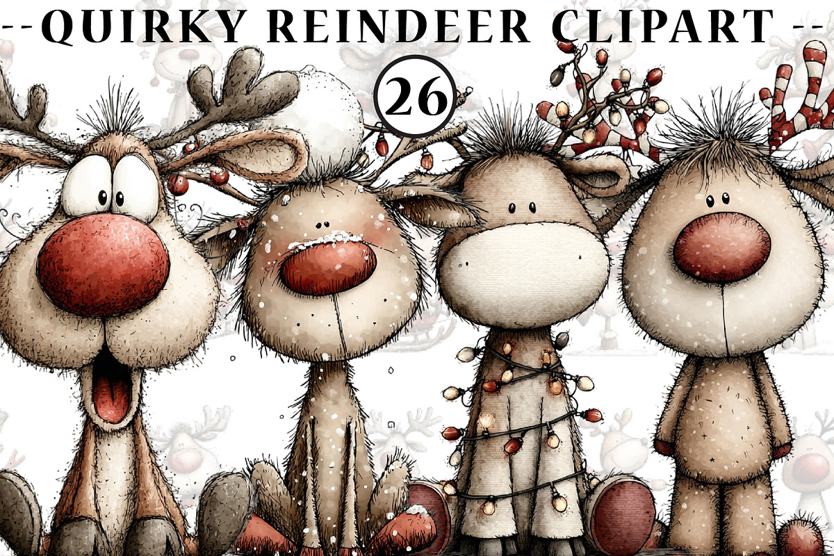 Quirky Reindeer Clip Art, an Illustration by CreationArt (Photo 1 of 5)