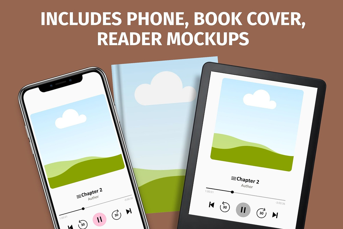 Audiobook Mockups Templates Book, a Books & Magazine Mockup by GraphiCarola (Photo 3 of 7)