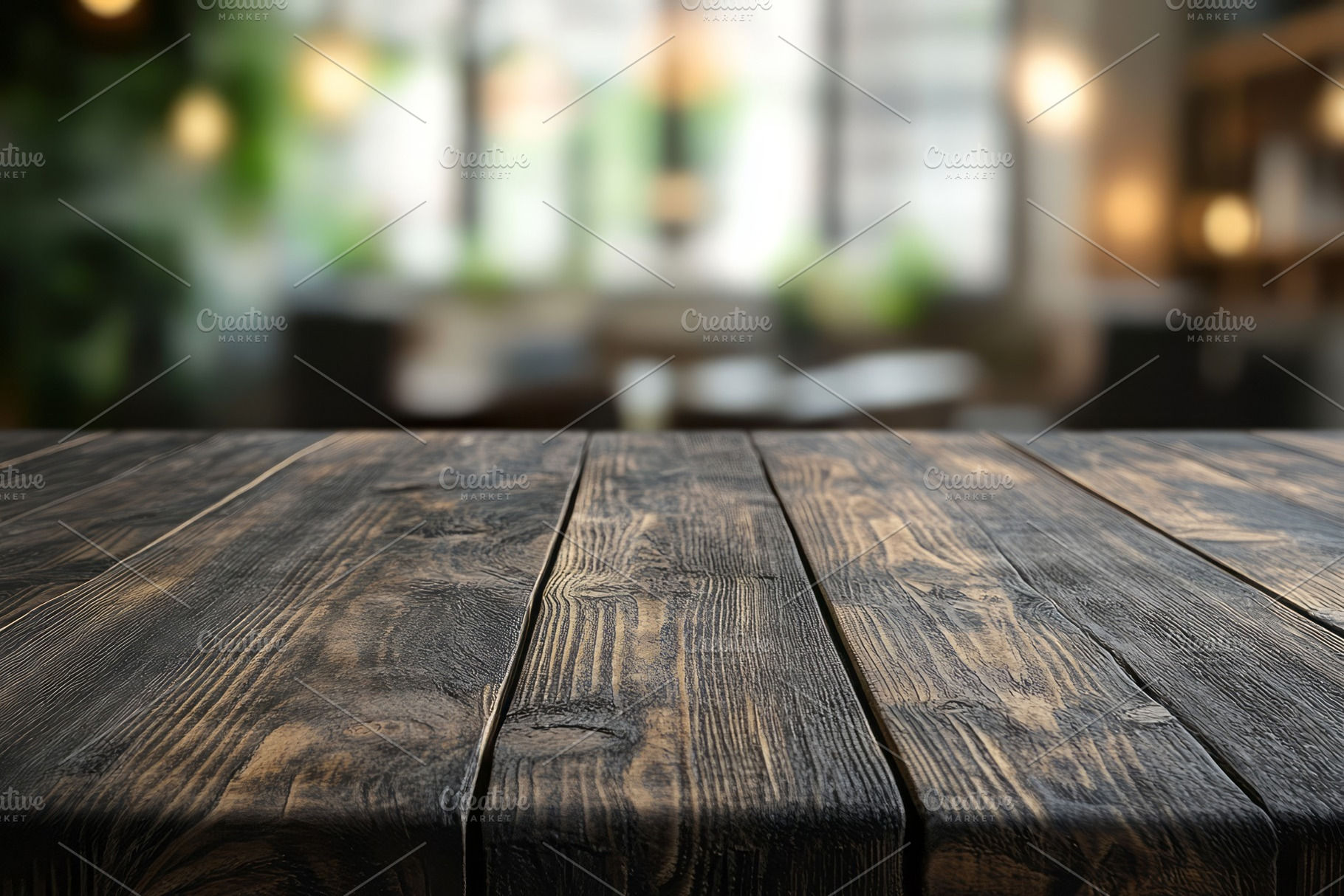 Close-up of a rustic wooden table with a softly blurred background, creating a, a Background Photo by ImageMir