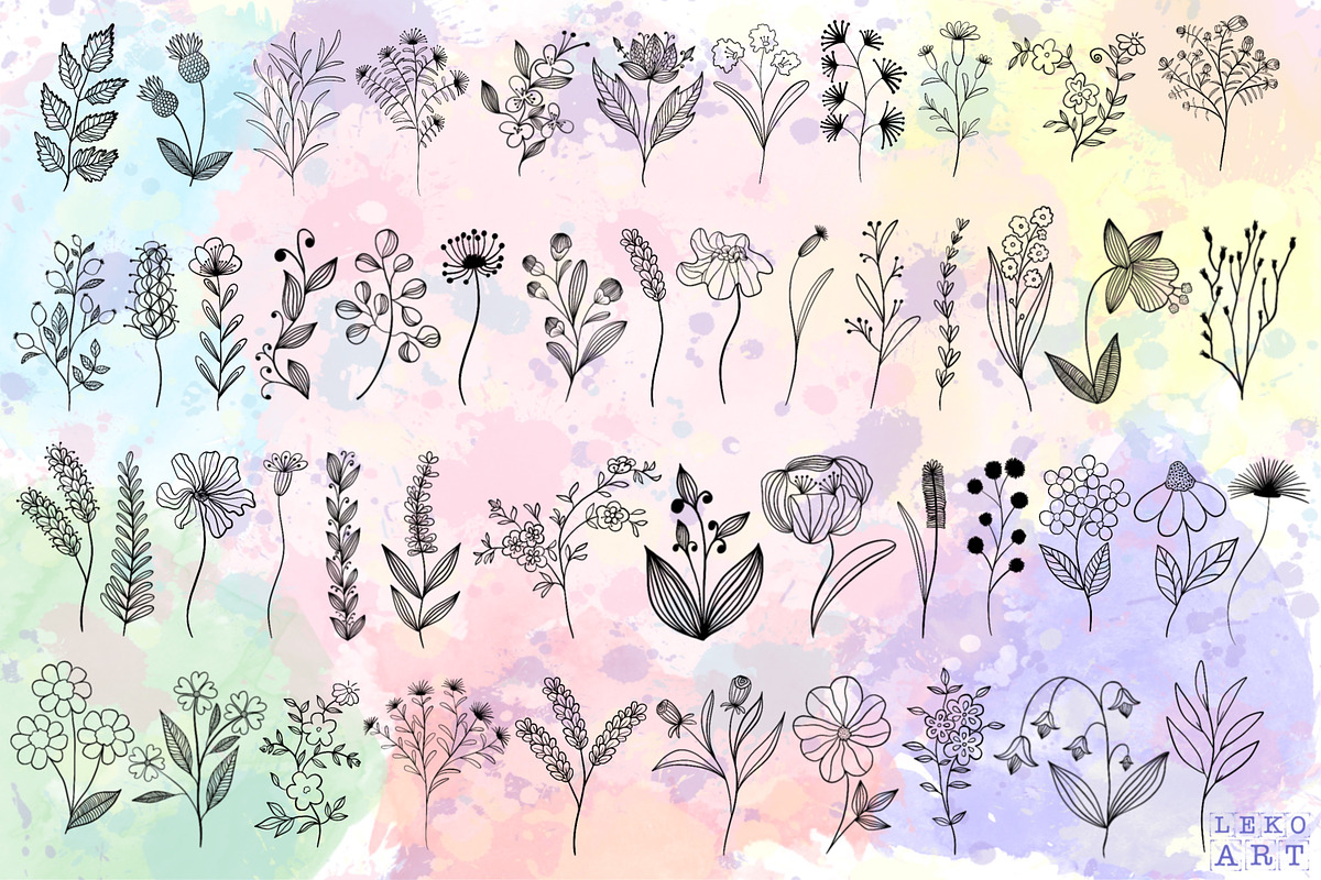 Wildflowers Brush Stamps Procreate, a Brush Add-On by LekoArt (Photo 3 of 8)