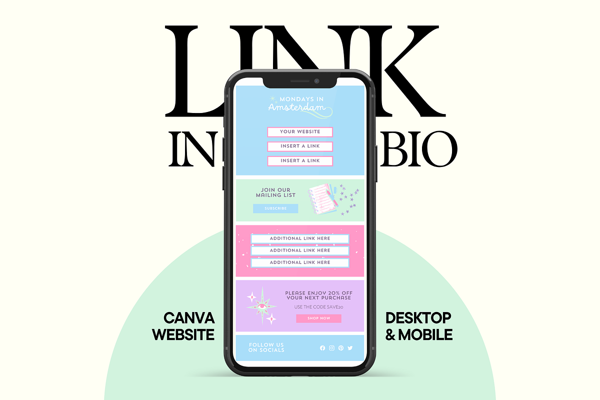 Pastel Link In Bio Template, a Landing Page Template by Anna Design Studio (Photo 10 of 10)
