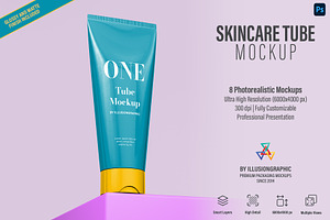 Skincare Tube Mockup 4 view 8 mockup, a Packaging Mockup by Illusiongraphic