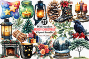 Watercolor Moody Christmas Clipart, an Illustration by Canvas Craft (Thumbnail 1 of 8)