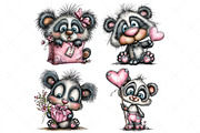 Quirky Valentine's Day Panda Clipart, an Illustration by Craft Nest (Thumbnail 4 of 9)