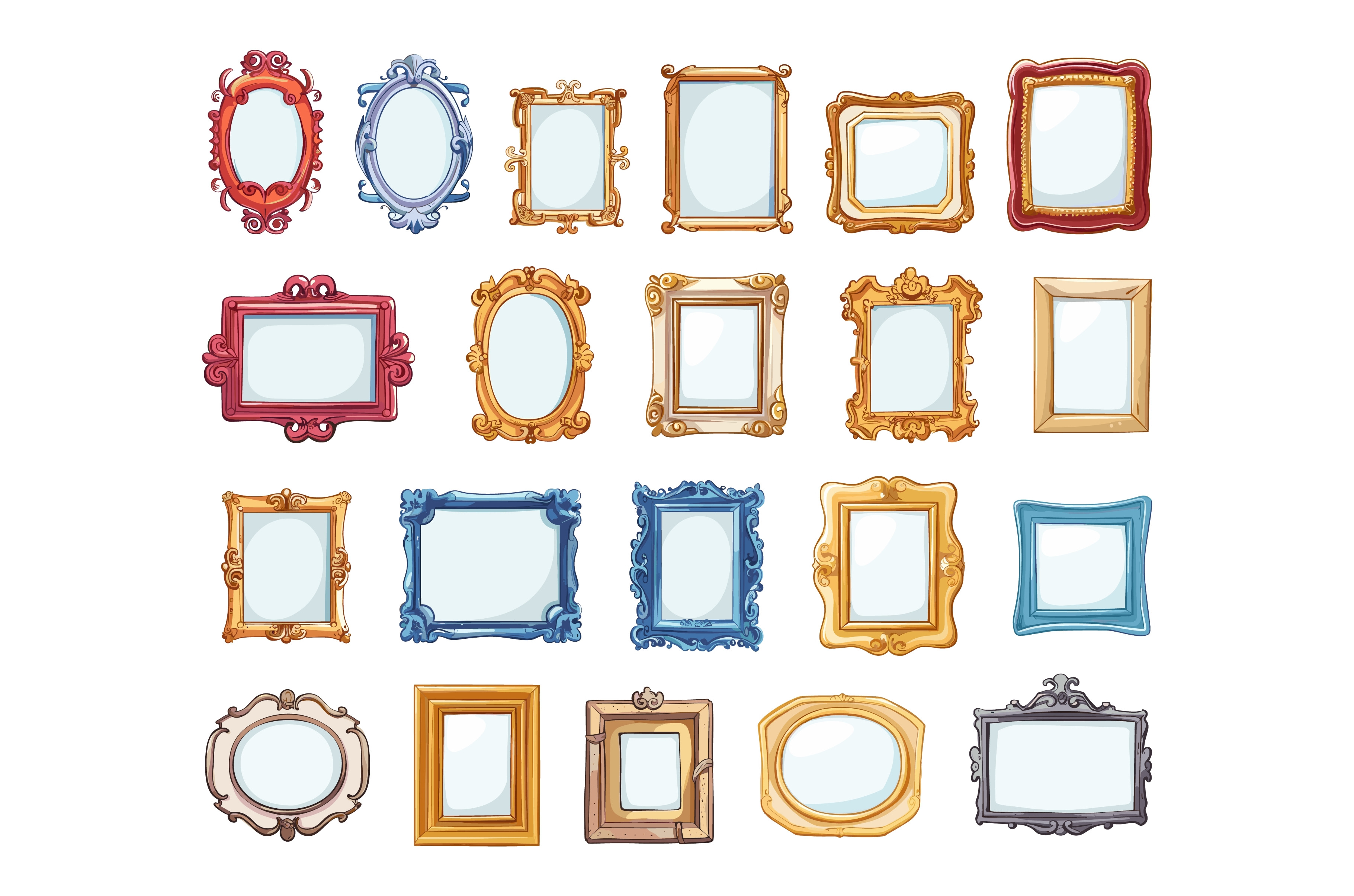 Cartoon Vintage Picture Frames Icons by Ladadikart  Creative Market