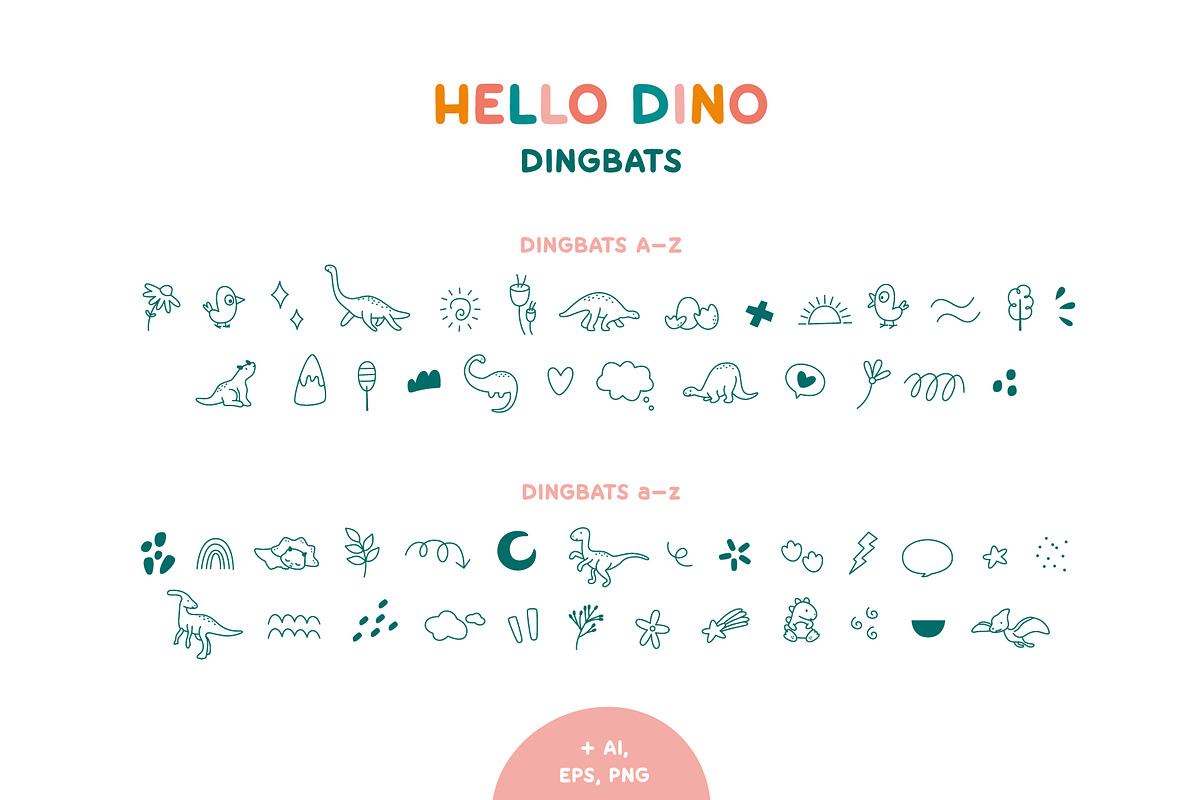 Hello Dino | Friendly font, a Sans Serif Font by JuliaVolkova (Photo 8 of 10)