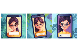 Woman portrait in phone. Beautiful, a Technology Illustration by Stock-Smart-Start