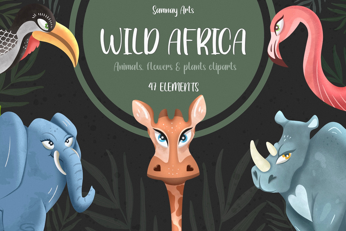 Wild Africa. Safari animals clipart, an Animal Illustration by Samnay Arts (Photo 1 of 12)