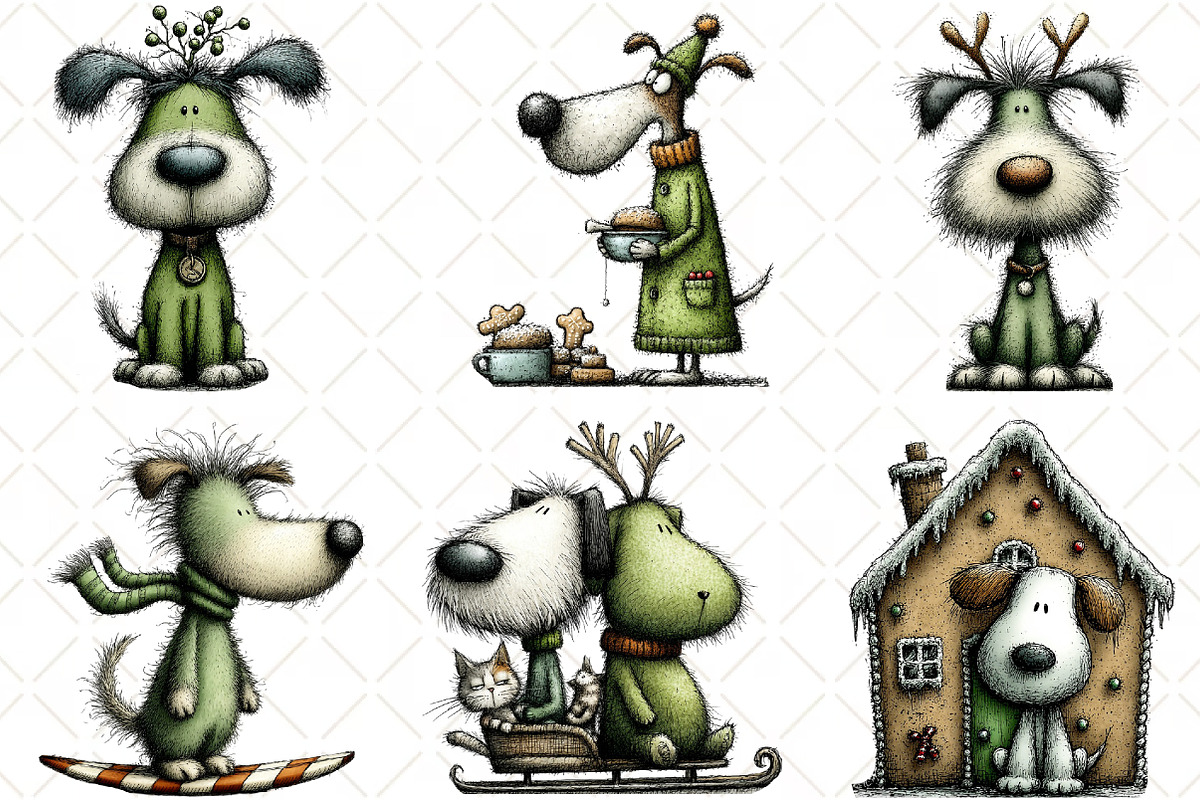 Quirky Christmas Dog Clipart, an Illustration by Black Bird Studio (Photo 4 of 6)