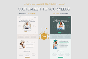 Beauty Website Template Canva Boho