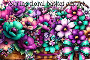 spring floral basket clipart, an Illustration by Designworld