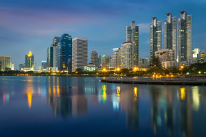Bangkok city at sunset, an Architecture Photo by Vector beauty