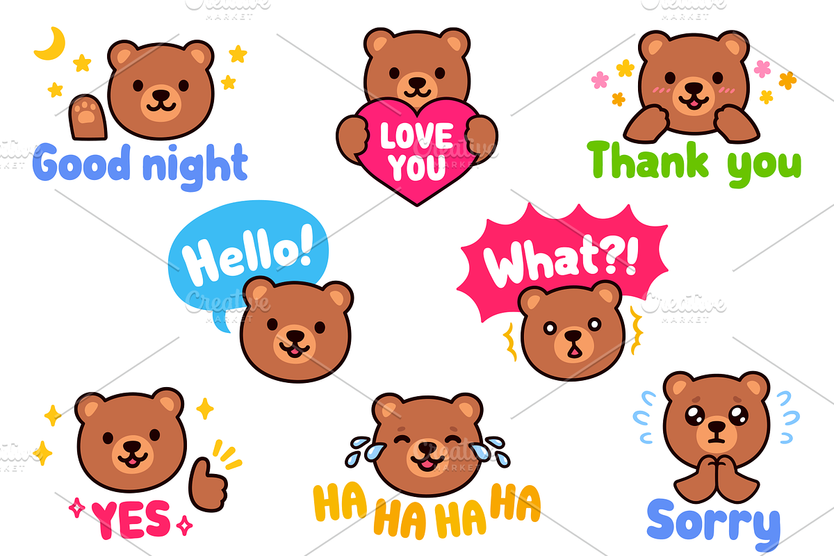 Cute cartoon Teddy Bear stickers, an Illustration by Irina Mir