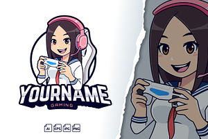 Gamer Girl Logo for Streamer, a Branding & Logo Template by tkzgraphic