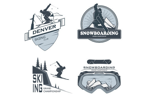 Vector Snowboardingskiing Labels.