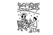 Love & Proposal Coloring Pages Pack, a Person Illustration by Annudesign (Thumbnail 4 of 6)