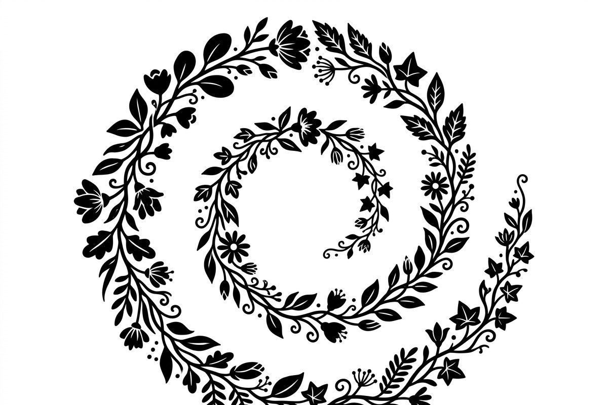 50 Elegant Floral Leaf Spiral Frame, a Decorative Illustration by Amazin_art (Photo 7 of 39)