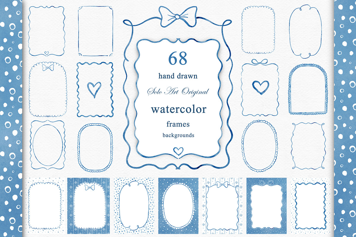 Watercolor Blue Frames Borders, an Object Graphic by Solo Art Original (Photo 15 of 15)