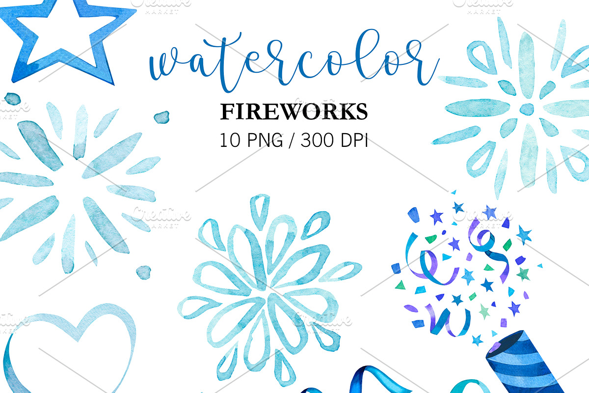 Watercolor Blue Birthday Party PNG, an Object Illustration by PatternPalette (Photo 4 of 6)