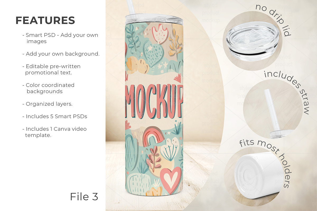 20oz Tumbler Mockup Listing Kit, a Cups & Container Mockup by StyledProductMockups (Photo 4 of 8)