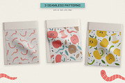 Happy Worms & Apples Clipart, a Food Illustration by Irina Ostapenko (Thumbnail 3 of 6)