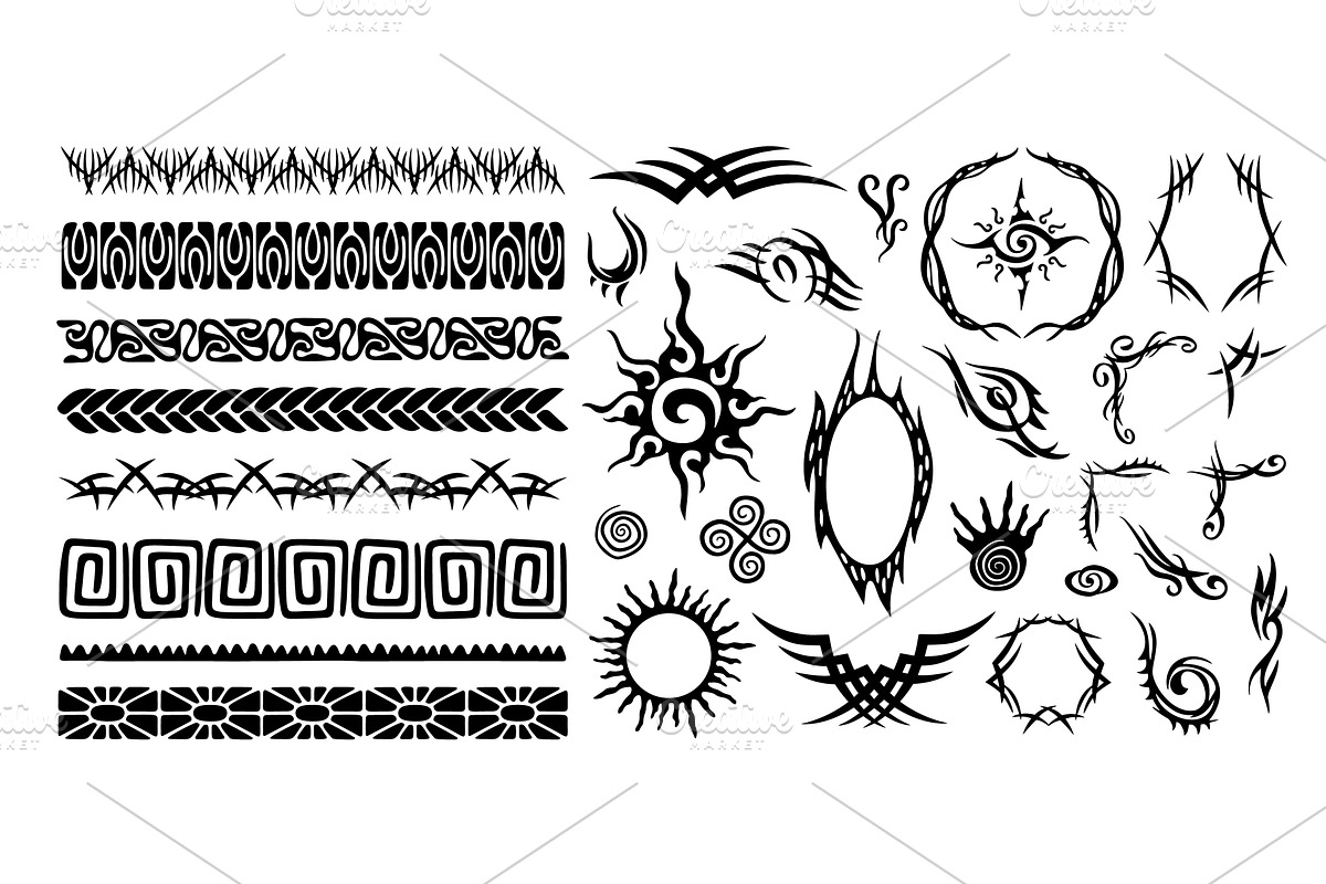 Tribal tattoo borders and frames, an Illustration by winwin.art