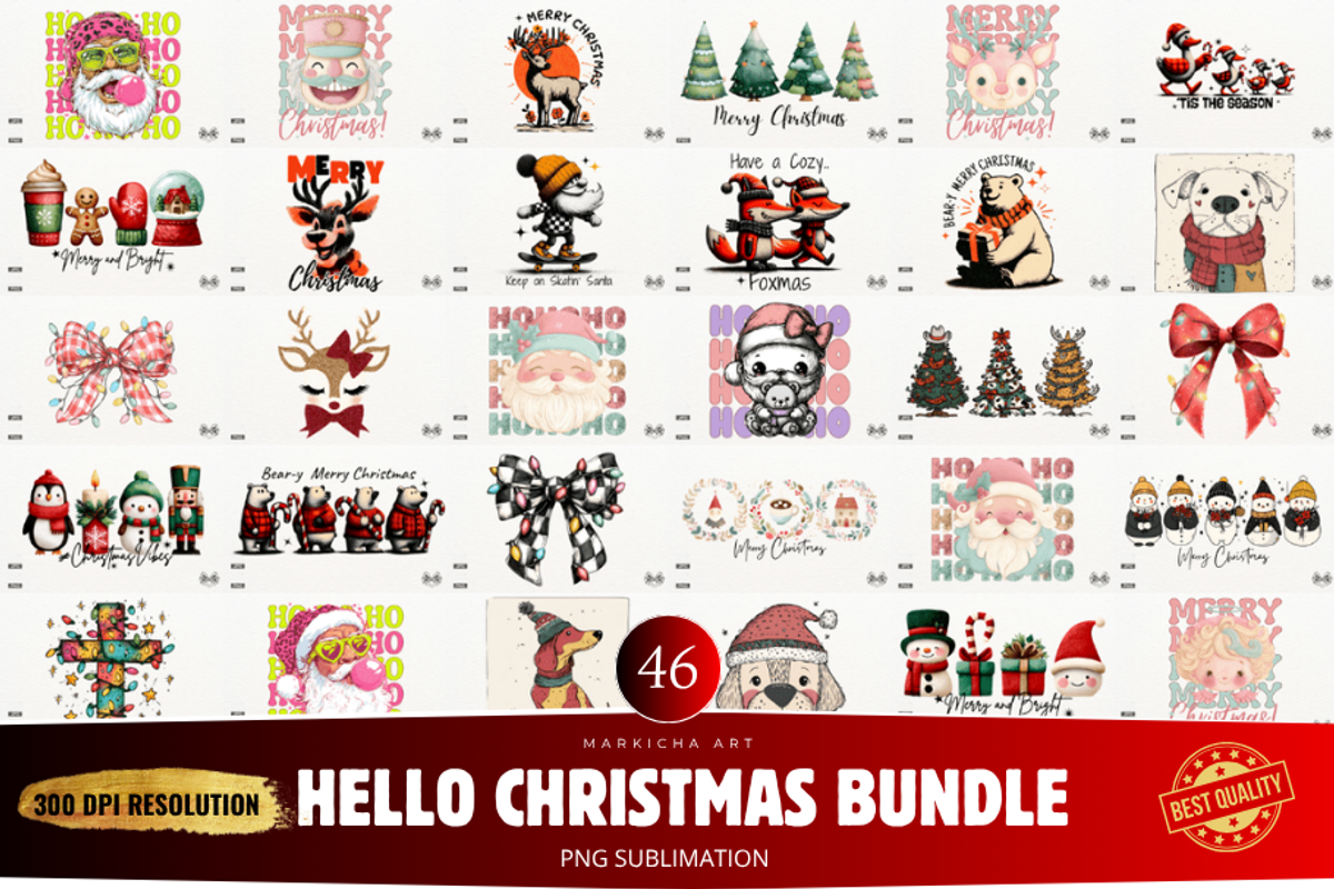 Hello Christmas Png Huge Bundle, an Illustration by Markicha Art (Photo 1 of 10)