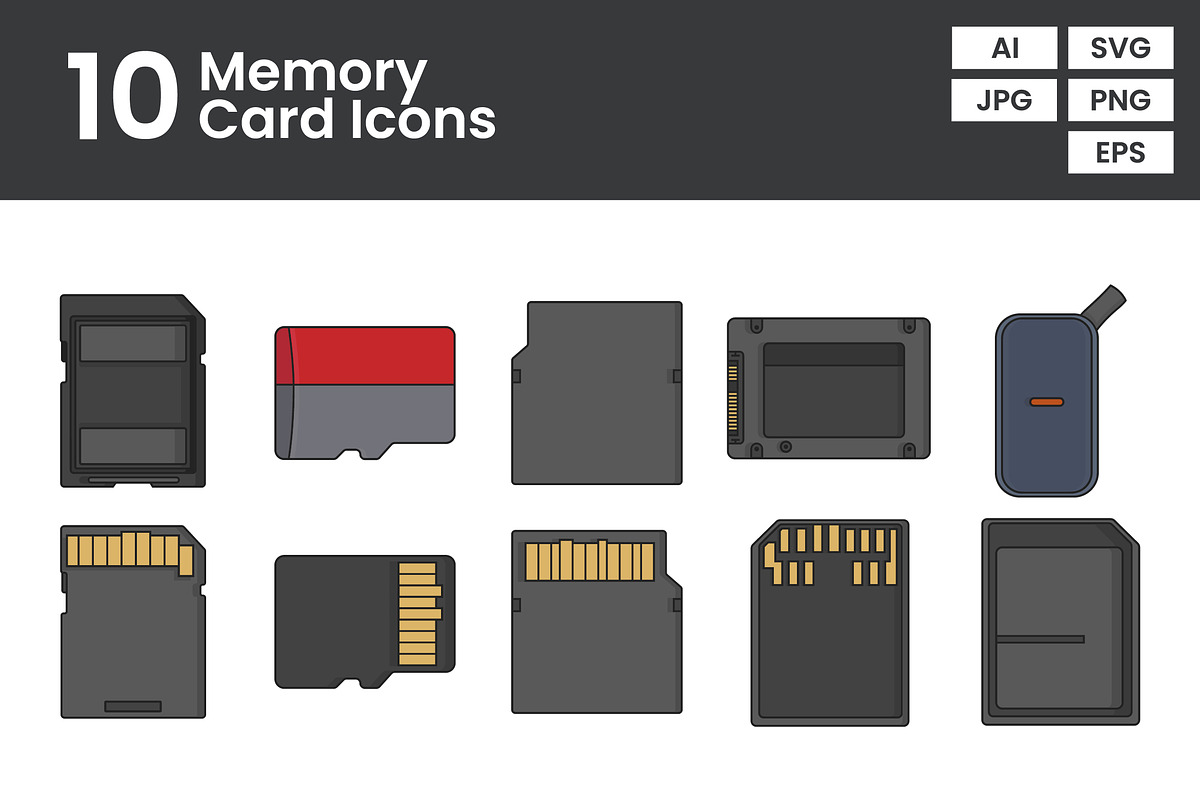 Memory Card Outline Color Icons, a Duotone Icon by erifqizeicon (Photo 3 of 5)