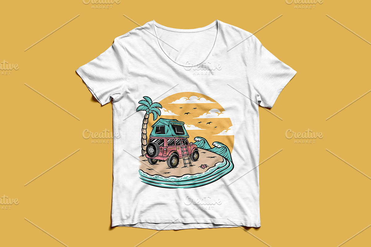 Camping on the beach illustration, a Transportation Illustration by gunaonedesign (Photo 3 of 5)