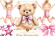 Watercolor Cute Gymnastic Clipart, a Person Illustration by SparkyDesignsUS (Thumbnail 1 of 9)
