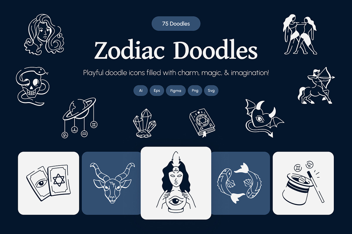 Zodiac Drawing Art Set, an Outline Icon by Vectors Market (Photo 1 of 8)