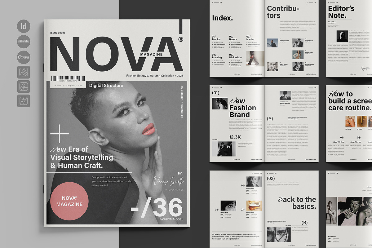 NOVA | Magazine & Book Layout, a Magazine Template by TemplateFolio-Shop (Photo 1 of 15)