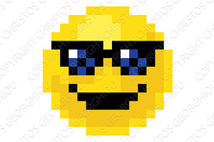 Pixel Art Emoji Emoticon Cool, an Emoji Icon by Christos Georghiou