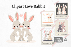 Clipart Love Rabbit, a Graphic by Artnoy