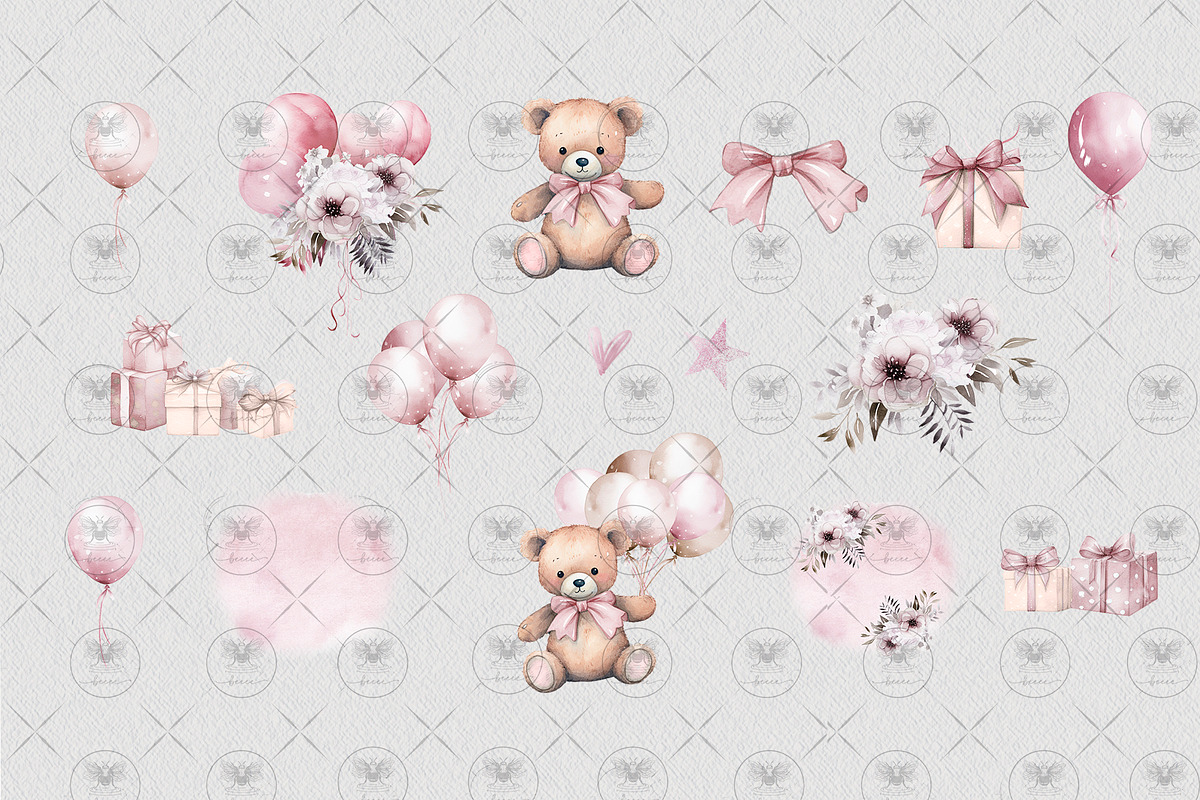 Teddy Bear Watercolor clipart, an Animal Illustration by BigCakeBee (Photo 3 of 4)