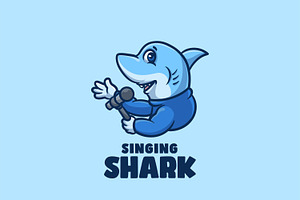 Singing Shark Cartoon Logo, a Branding & Logo Template by Gumrega Studio