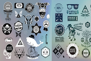 Hipster Label, Icon, Elements Set