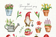 Garden gnomes. Spring watercolor set, an Illustration by JuliaBadeeva (Thumbnail 3 of 6)