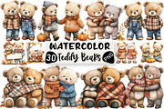 Fall Teddy Bears Couple Clipart, an Illustration by Black Bird Studio (Thumbnail 1 of 6)