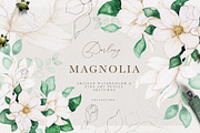 Floral Line Art & Watercolor Set, an Illustration by Laras Wonderland (Thumbnail 1 of 9)