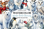 Watercolour Winter Arctic Animals, a Seasonal Illustration by fashionaddict (Thumbnail 1 of 7)