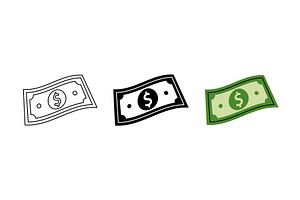 Dollar cash icon set. Cash money and, a Finance Illustration by GraphiShop