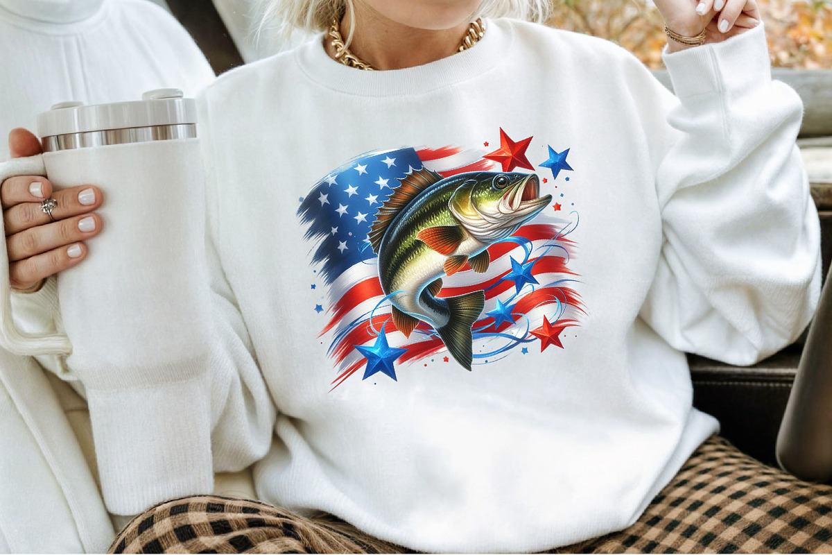 Bass Fish 4th of July Sublimation Bu, an Illustration by Sublimation Artist (Photo 5 of 6)